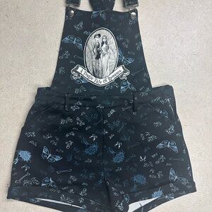 Black and Blue Graphic Overalls Corpse Bride